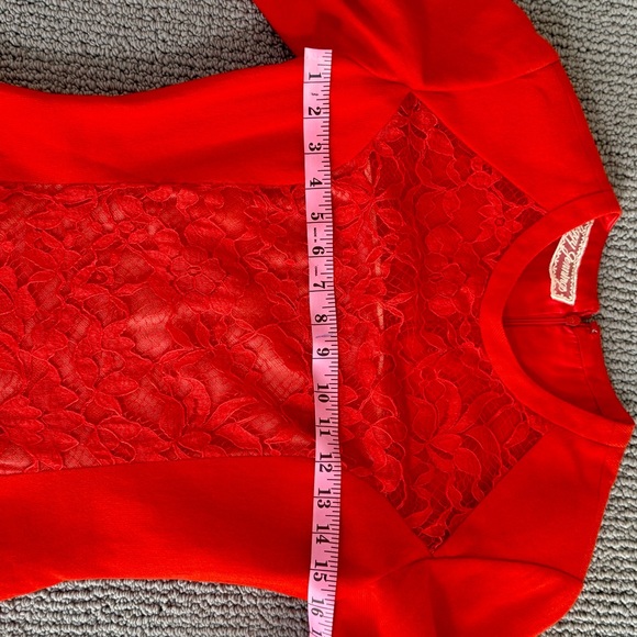 VTG ~ Peggy Jennings ~ Couture Red Dress with Lace - Picture 8 of 9